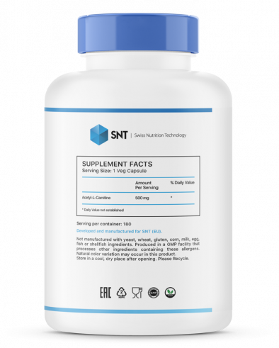 SNT Acetyl-L-Carnitine, Ацетил-L-Карнитин, 180 капсул