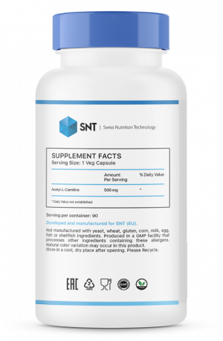 SNT Acetyl-L-Carnitine, Ацетил-L-Карнитин, 90 капсул