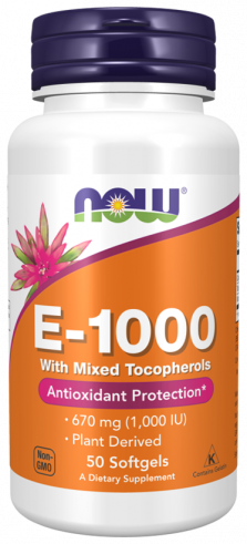 NOW Vitamin E, Натуральный Витамин Е, 50 капсул