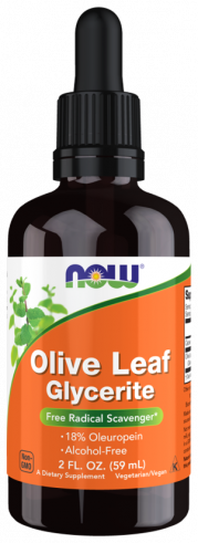 NOW Olive Leaf Glycerite, Глицерат листьев оливы, 59 мл