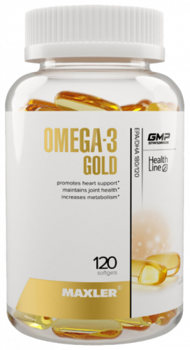 Maxler Omega-3 Gold, Омега-3 Голд, 120 капсул