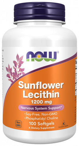 NOW Sunflower Lecithin 1200 mg, Лецитин подсолнечника 1200 мг, 100 капсул