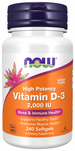NOW High Potency Vitamin D-3 2000 IU, Высокоэффективный витамин Д-3 2000 МЕ, 240 капсул