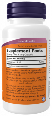 NOW Alpha Lipoic Acid, Альфа-липоевая кислота, 60 капсул