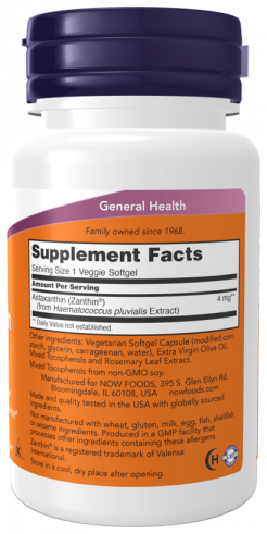 NOW Astaxanthin, Астаксантин, 60 капсул