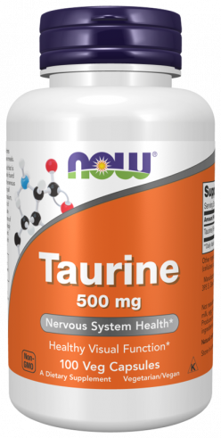 NOW Taurine 500 mg, Таурин 500 мг, 100 капсул