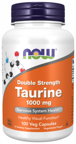 NOW Double Srength Turine 1000 mg, Таурин Двойная сила 1000 мг, 100 капсул