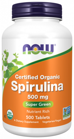 NOW Spirulina 500 mg, Спирулина 500 мг, 500 таблеток