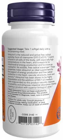 NOW Ubiquinol, Убихинол, 60 капсул