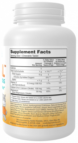 NOW Kid Cal Chewables, Детский витаминный кальций, 100 таблеток