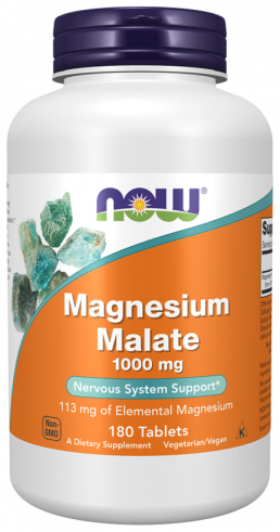 NOW Magnesium Malate 1000 mg, Магния малат 1000 мг, 180 таблеток
