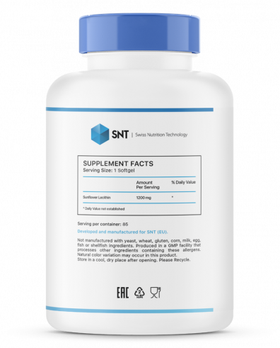 SNT Sunflower Lecithin, Санфлауэр Лецитин, 85 капсул