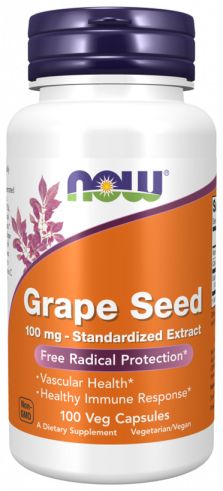 NOW Grape Seed, Грэйп Сид, 100 капсул