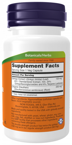 NOW Ginkgo Biloba, Гинкго Плюс, 50 капсул