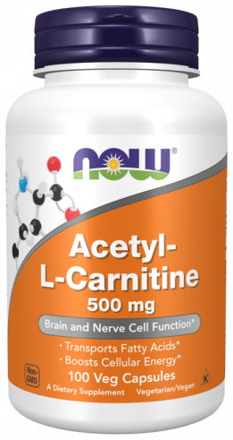 NOW Acetyl L-Carnitine 500 mg, Ацетил L-Карнитин 500 мг, 100 капсул