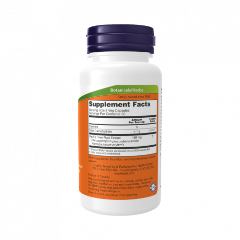NOW Devil's Claw Root, Экстракт корня Когтя Дьявола, 100 капсул