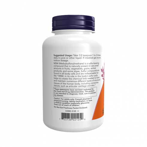 NOW MSM Methylsulfonylmethane Powder, МСМ Метилсульфонилметан Порошок, 454 грамм