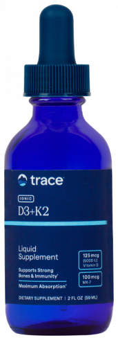 Trace Minerals Research Ionic D3 + K2 (125 mcg (5000 IU) D-3 + 100 mcg MK-7, Ресерч Ионизированные витамины Д3 + К2 (125 мкг (5000 МЕ) Д-3 + 100 мкг МК-7, 59 мл
