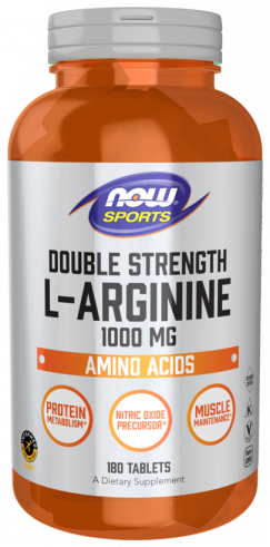 NOW Double Strength Arginine 1000 mg, Аргинин Двойная сила 1000 мг, 180 таблеток