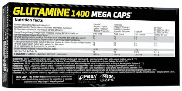 Olimp Sport Nutrition Glutamine Mega Caps, Глютамин Мега Капс, 120 капсул