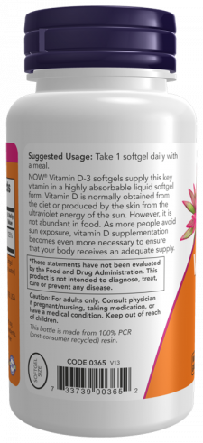 NOW High Potency Vitamin D-3 1000 IU, Высокоэффективный витамин Д-3 1000 МЕ, 180 капсул