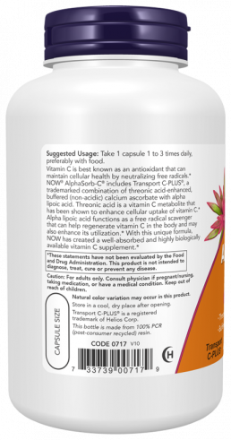 NOW AlphaSorb-C 500, Супер Витамин-С 500, 180 капсул