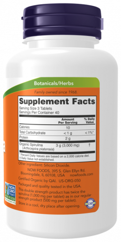 NOW Natural Spirulina, Спирулина натуральная, 120 таблеток