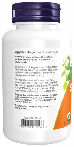 NOW Natural Spirulina, Спирулина натуральная, 120 таблеток