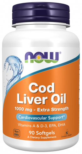 NOW Cod Liver Oil 1000 mg, Рыбий жир из печени трески 1000 мг, 90 капсул