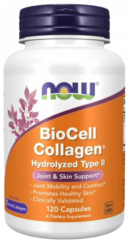 NOW BioCell Collagen Hydrolyzed Type II, Коллаген БиоЦелл, 120 капсул