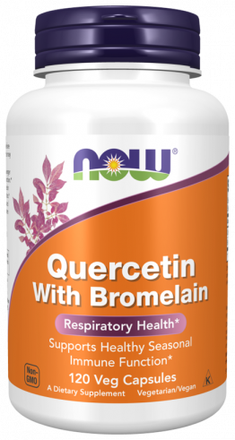 NOW Quercetin With Bromelain, Кверцетин с Бромелайном, 120 капсул