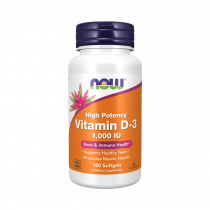 NOW High Potency Vitamin D-3 1000 IU, Высокоэффективный витамин Д-3 1000 МЕ, 180 капсул